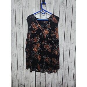 Torrid Sleeveless Blouse Plus 5 Tank Top Black Floral Business Witchy Whimsygoth
